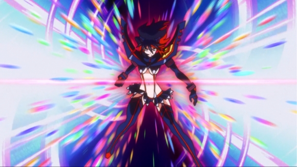 Ryuko dons her transforming outfit, Senketsu